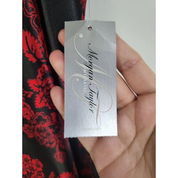 MORGAN TAYLOR Intimates Black Red Floral Nightgown Slip Dress Whimsigoth SZ M - Picture 5 of 10